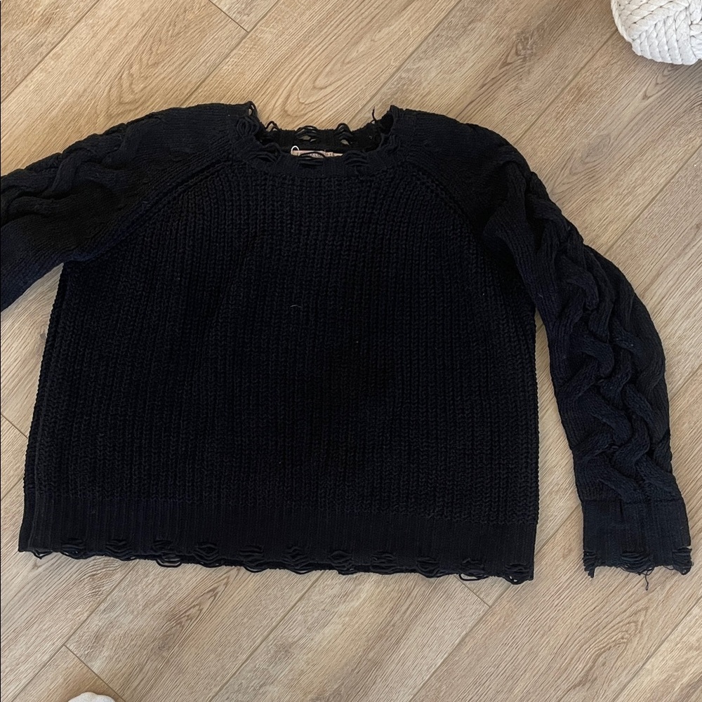 ESQUALO Black Cable Knit Sweater